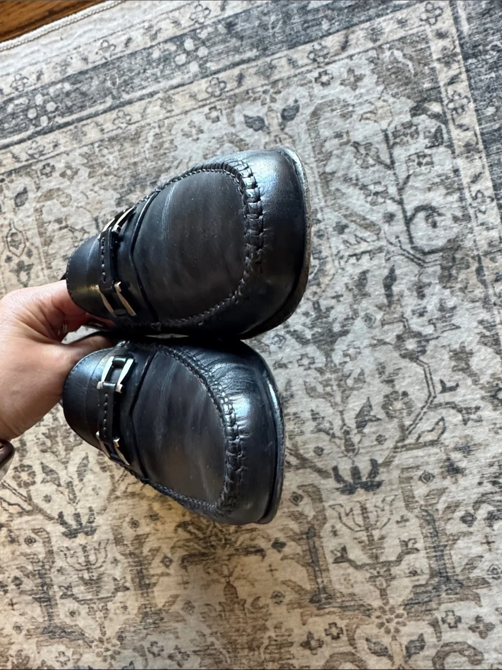 Salvatore Ferragamo Leather Bit Moccasins Men's Size 8.5 Black Quiet Luxury
